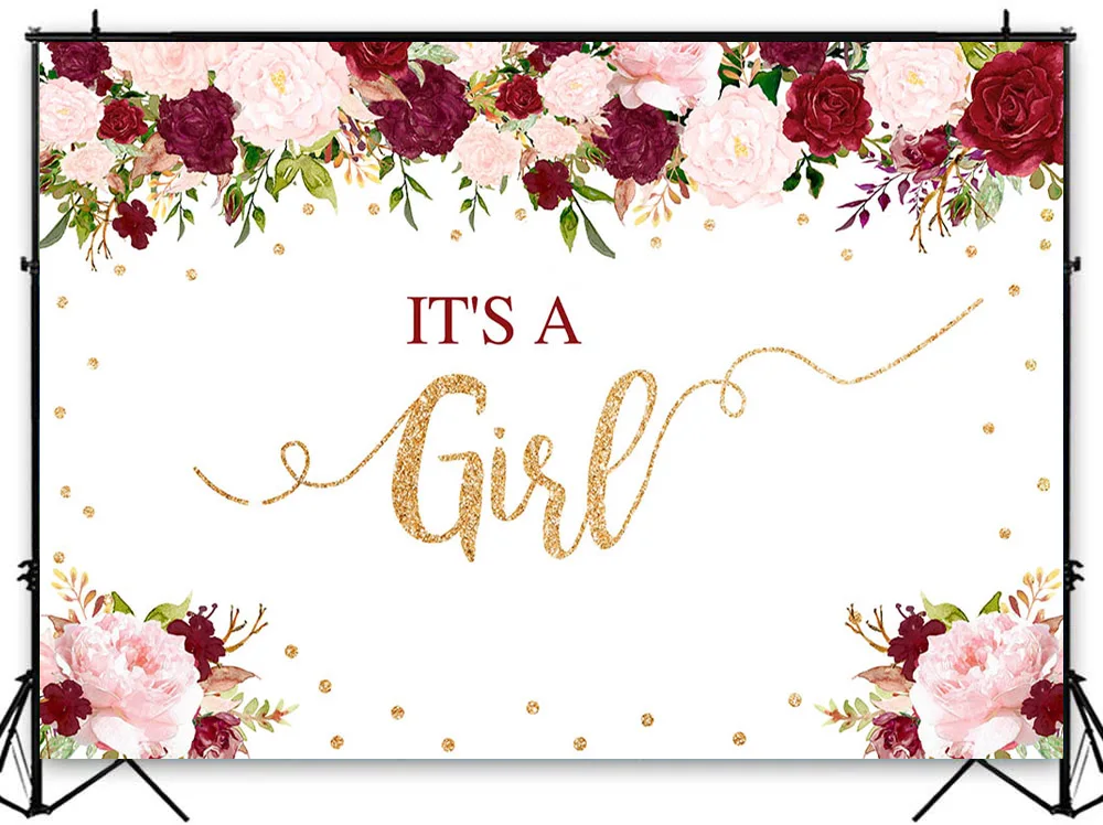 Mocsicka розовый красный цветочный фон это девочка ребенок душ блестящие точки для