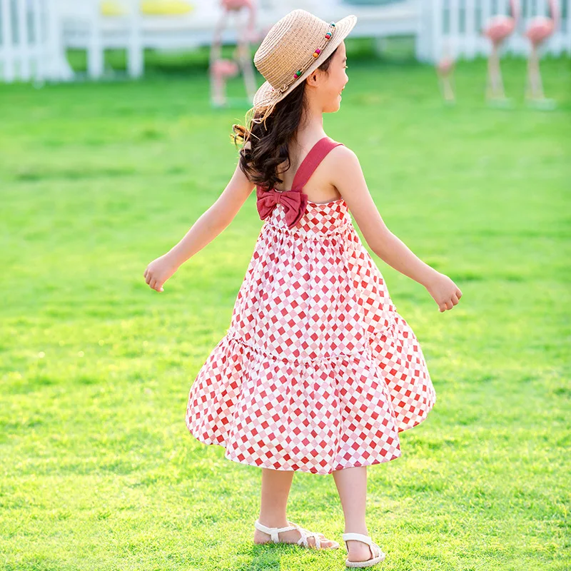 Детское длинное платье с бантом открытыми плечами в Корейском стиле | Детская