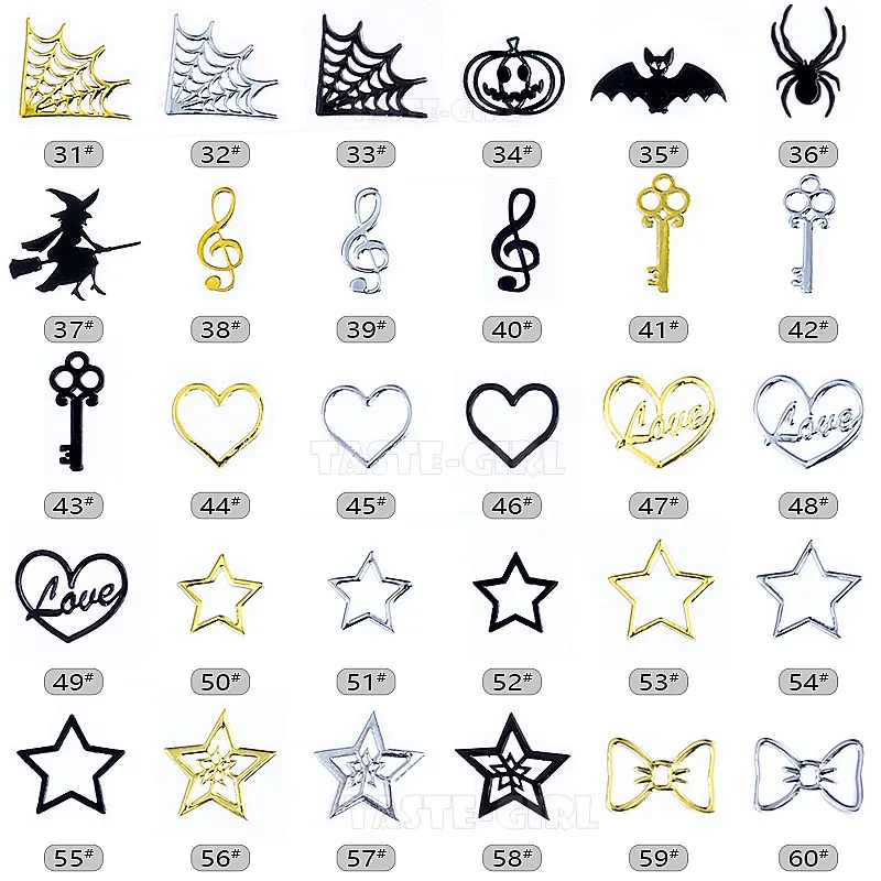 400 шт./упак. Хэллоуин тыква лицо ведьмы паутины летучей мыши звезды металлические