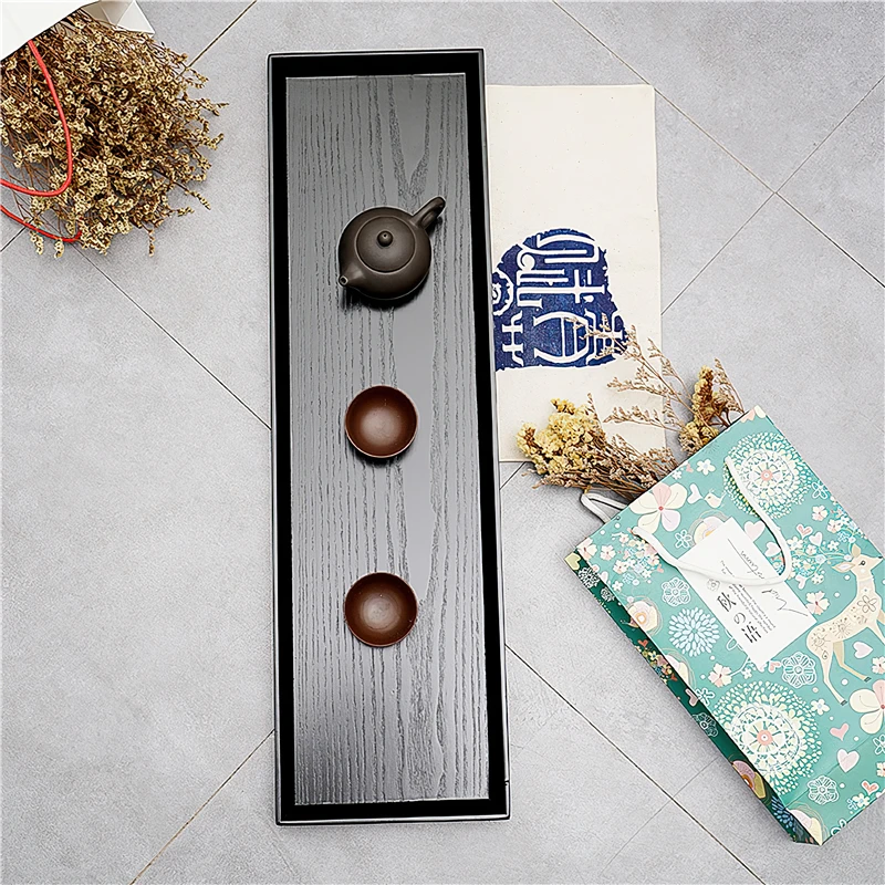 Wooden Tray Japanese Style Black Creativity Rectangle 66cm Coffee Tea Set Pallet Food Cake Plate Home Kitchen Storage Supplies | Дом и сад