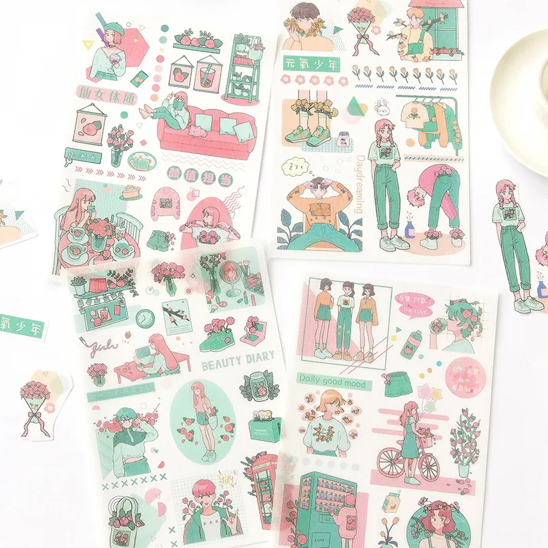 1 лист милые канцелярские наклейки животные бумажные для детей