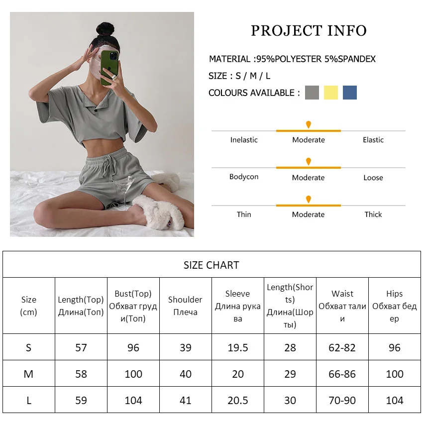 

Sleepwear Fashion Summer Woman Shorts Sets 2021 Solid 2 Piece Set Women Pajama Sleep Casual Home Suit