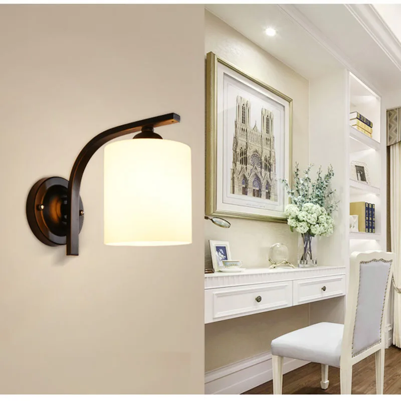 Скандинавская простая прикроватная настенная лампа стеклянные для дома