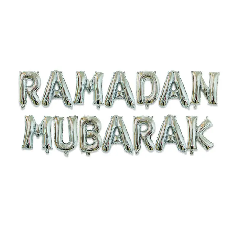 

16'' Happy Eid Mubarak Ramadan Letter Foil Balloons Decoration Alphabet Banners Moon Set Party Supplies For Muslim