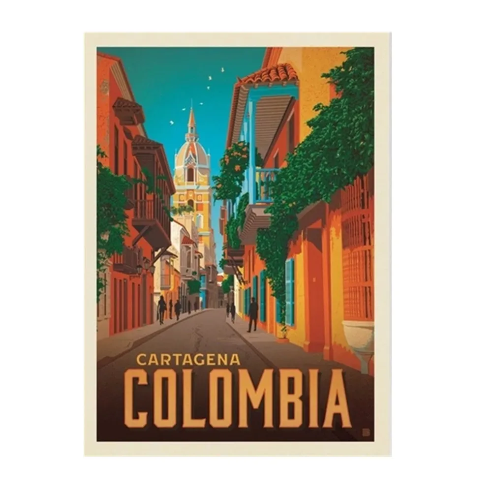Картахена Колумбийская ВИНТАЖНЫЙ ПЛАКАТ искусство стен для дома и офиса декор