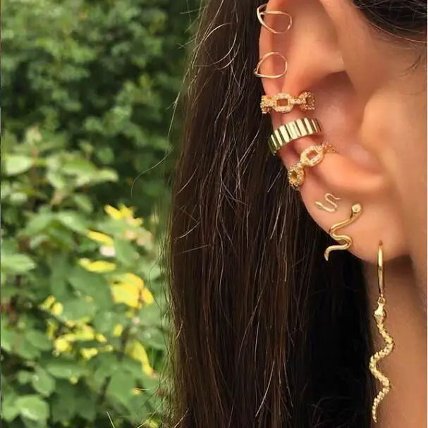 Позолоченные длинные серьги в форме змеиной кожи изящные простые классические