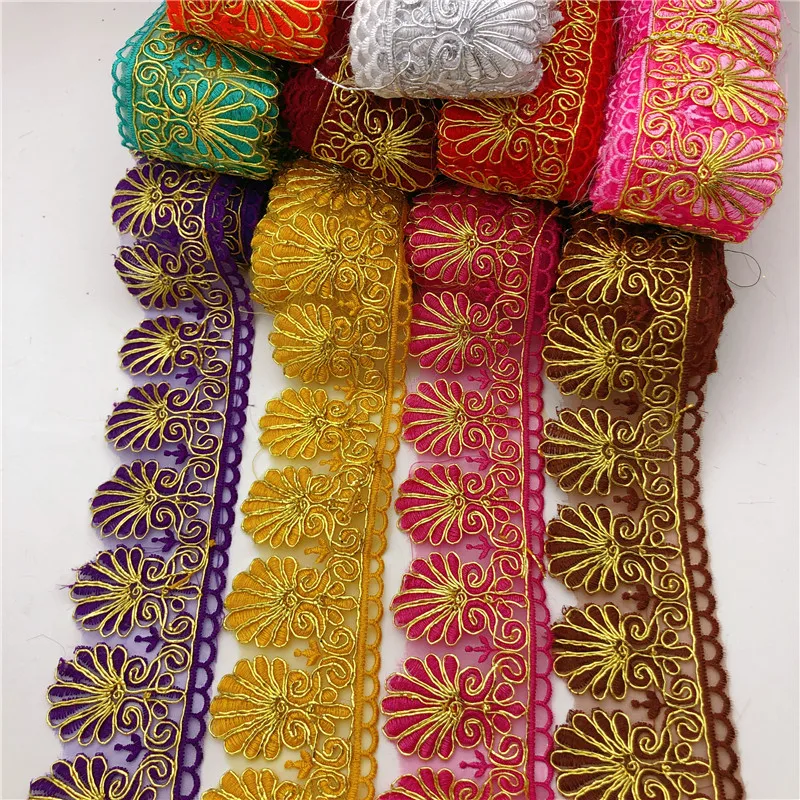 10 ярдов много цветов искусственный шелк кружевная отделка металлик свадебная