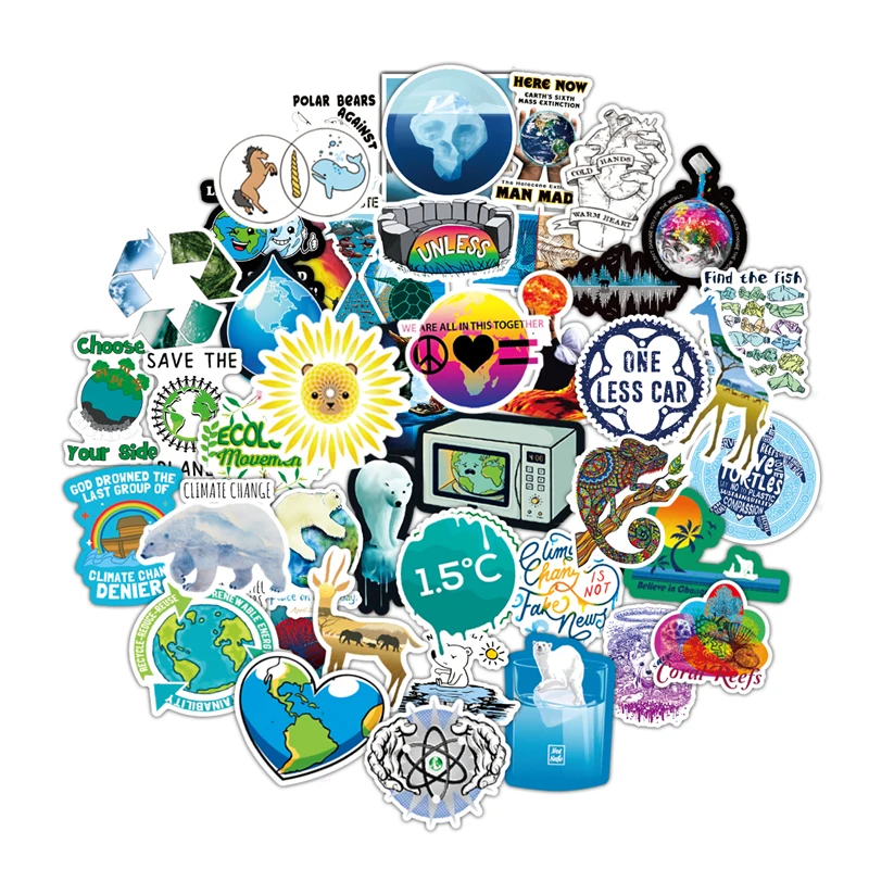 

10/50 шт. уличная наклейка с глобальным подогревом s Защита Земли водостойкая наклейка s для DIY Наклейка на скейтборд автомобиля