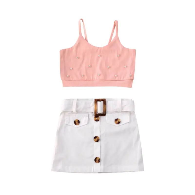 Милые детские комплекты одежды для маленьких девочек топы без рукавов с