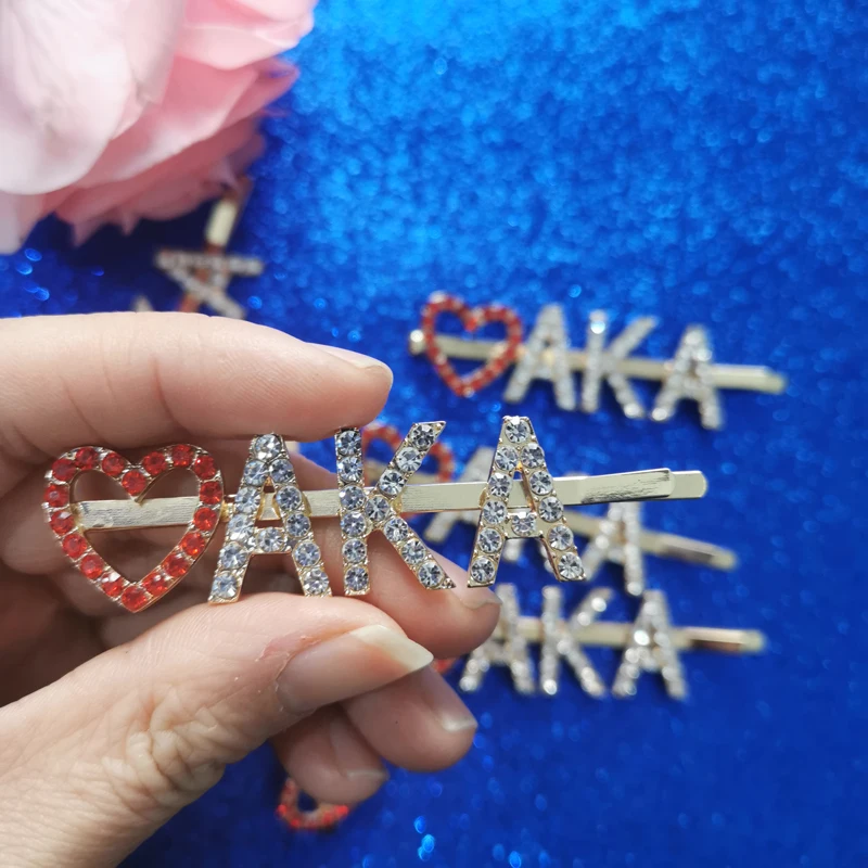 2020 новый дизайн индивидуальные греческие буквы AKA заколки для волос золотого