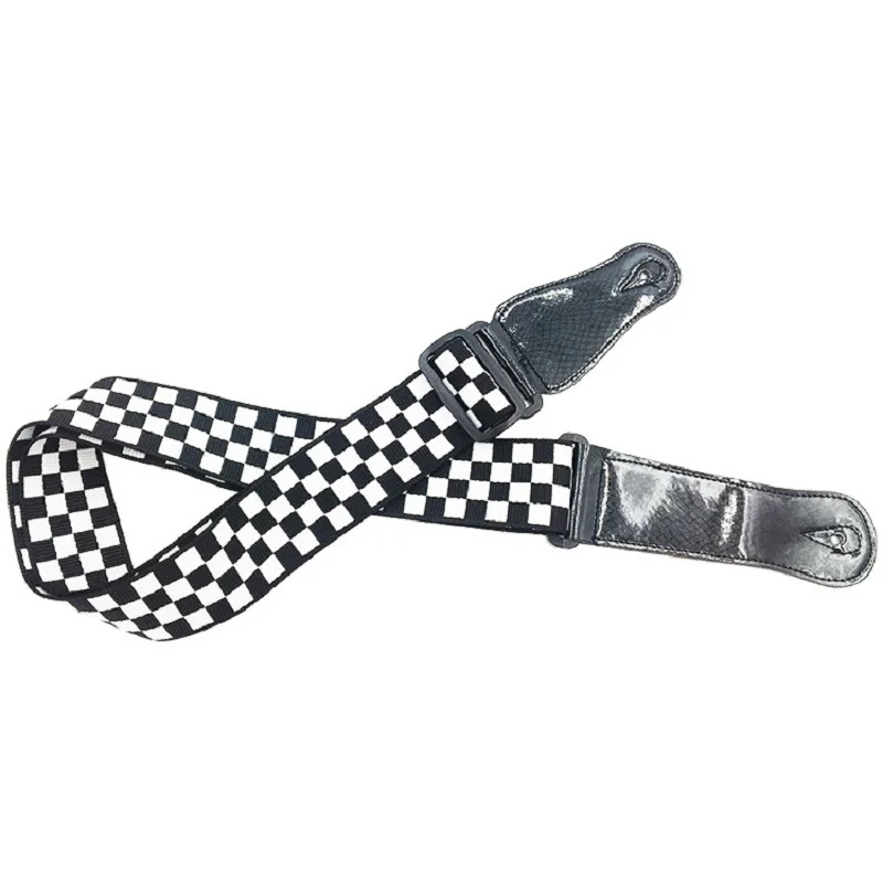 Black and White Grid lattice Pattern Guitar Strap Electric Guitar Acoustic Guitar Folk Guitar Bass Strap
