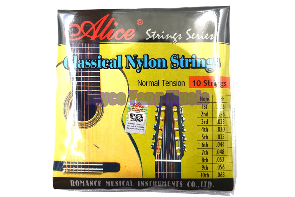 

Alice AC1032 10-String Classical Guitar Strings Clear Nylon Strings Silver-Plated Copper Wound 1st-10th Strings Free Shipping