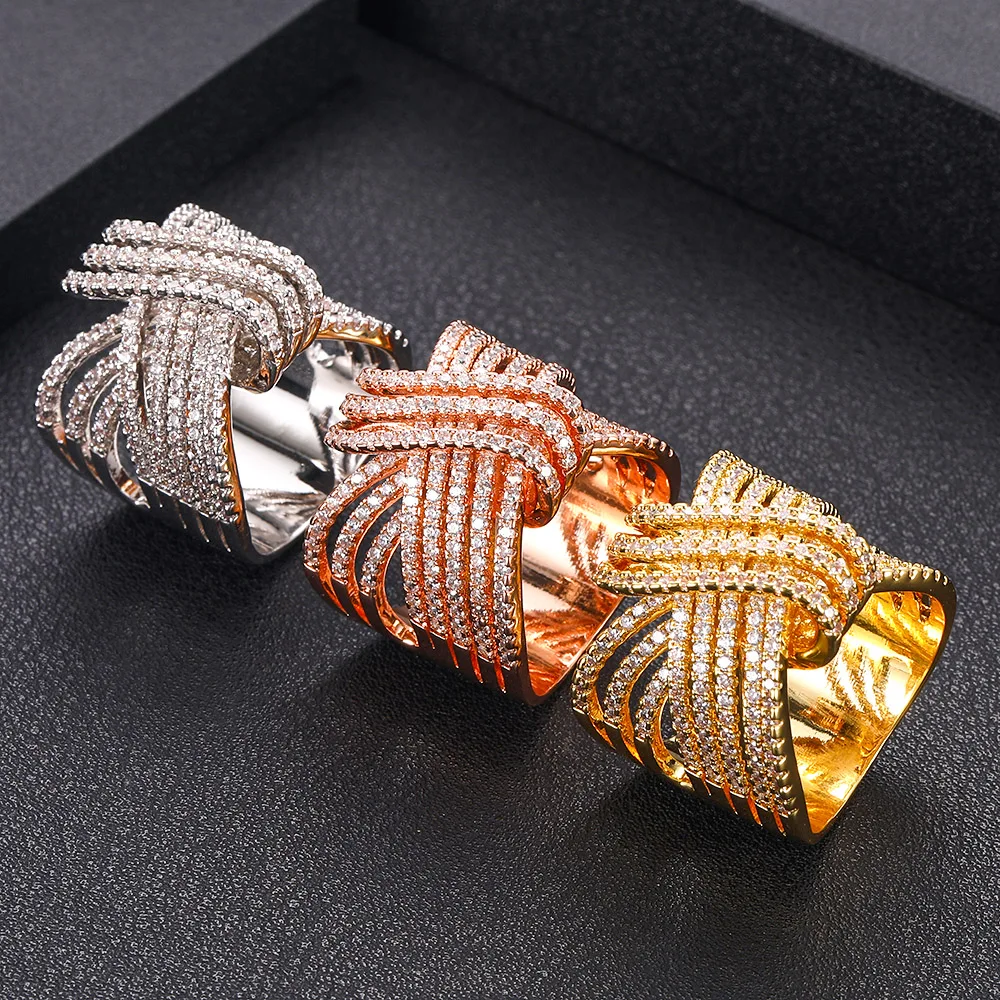 Jankelly новые горячие индийские африканские Дубаи широкие полные зубцы CZ кольца для