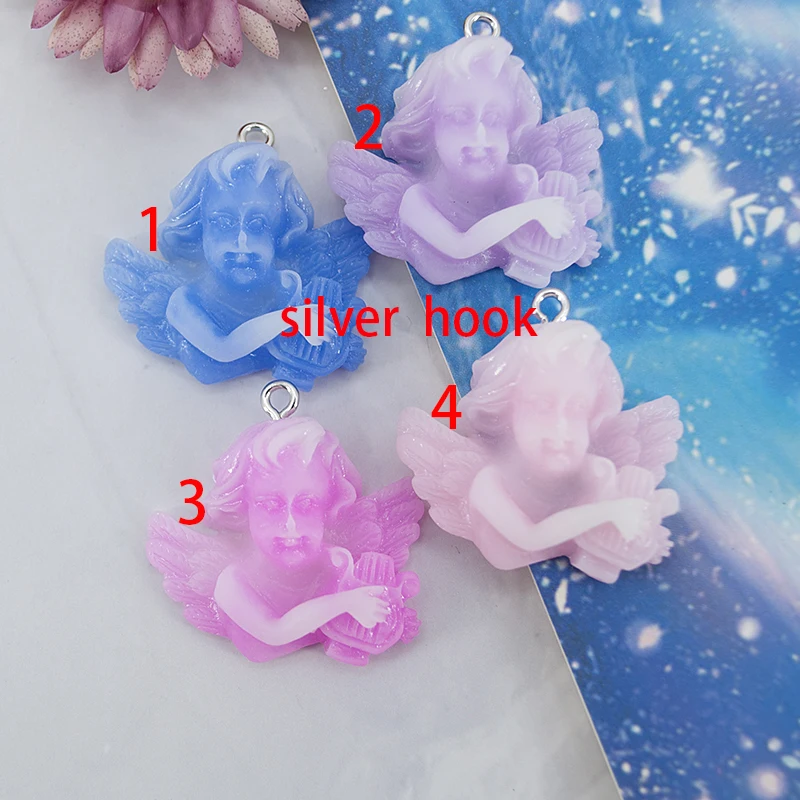 8 шт./лот милый кабошон из полимера для сережек ожерелье подвеска ангел плоская