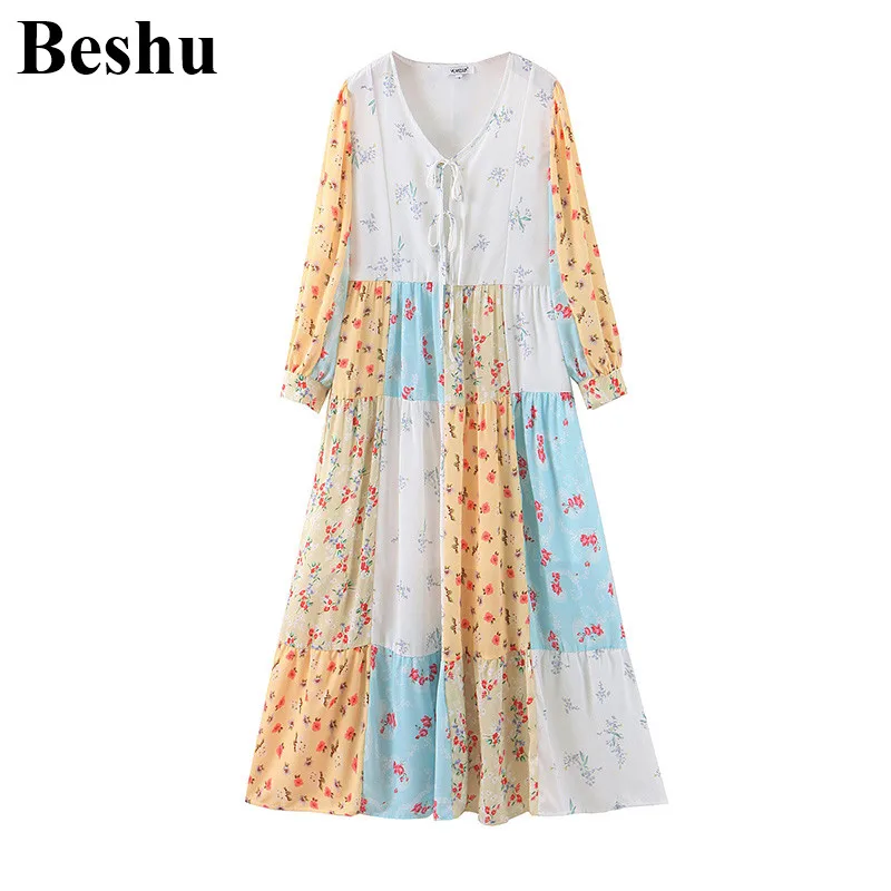 Za 2020 Модное Длинное платье для женщин с сочетающимся цветом и принтом пеньковое v