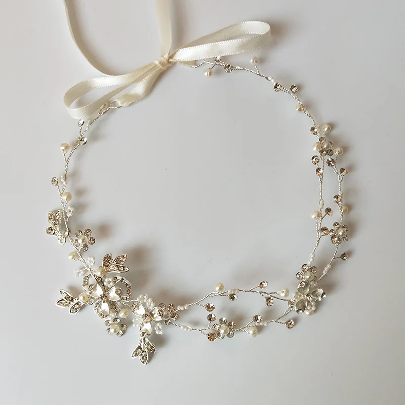 Gibsonbridal Handmade Wedding Headpiece Freshwater Pearl And Rhinestone Bride Hair Vine Accessory Women Hairbands | Украшения и
