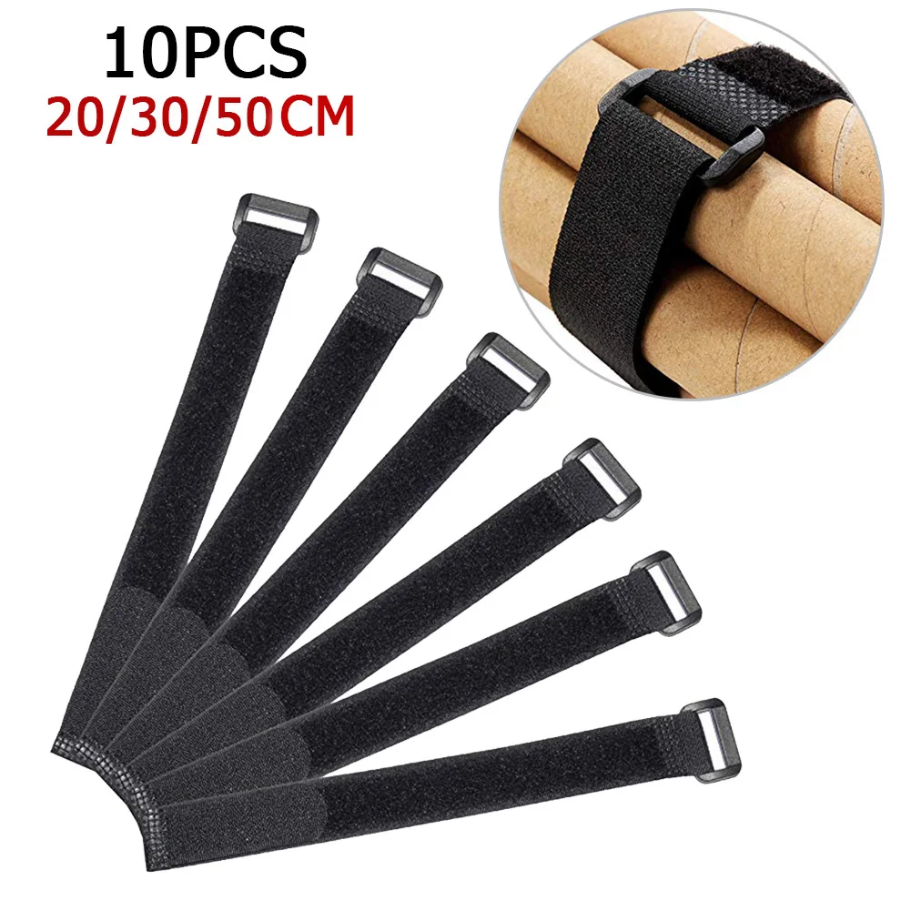 

10pcs Nylon Fishing Rod Tie Holder Strap Suspenders Fastener Loop Belts Pesca Iscas Fishing Tackle Tool Accessories Black