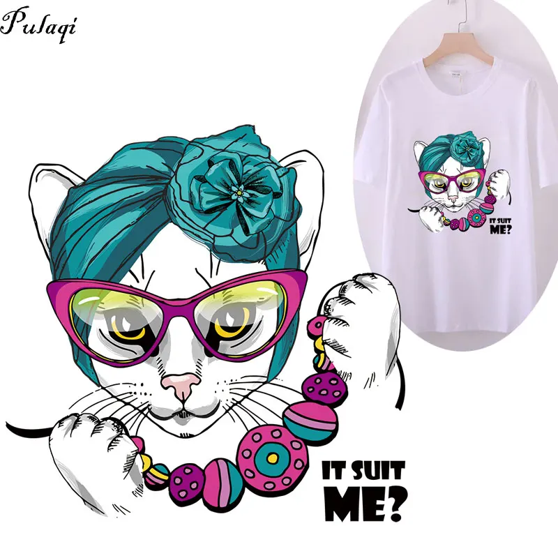 Термоклейкие нашивки в полоску с изображением милого кота для нанесения на