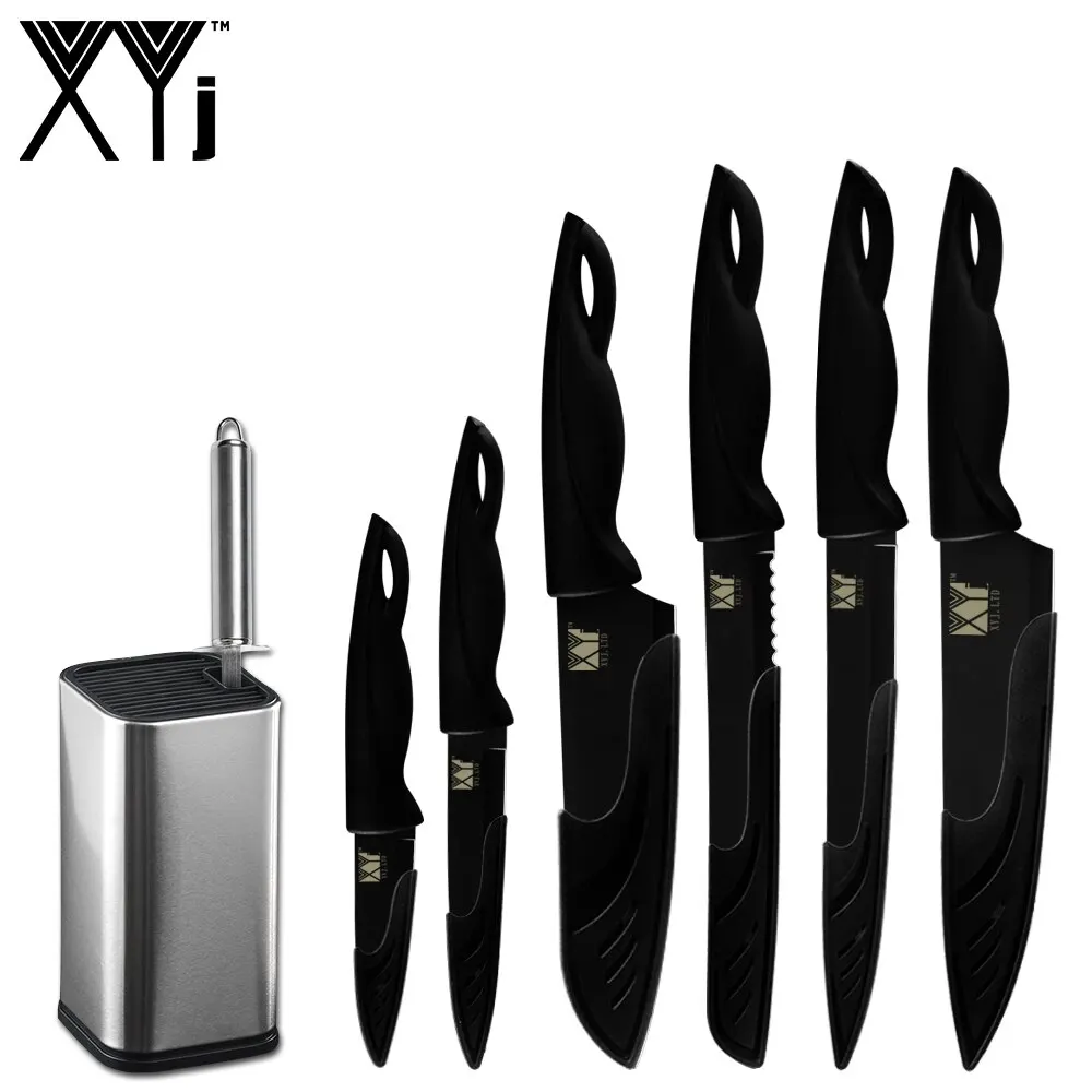 Набор черных кухонных ножей XYj универсальная японская точилка из нержавеющей