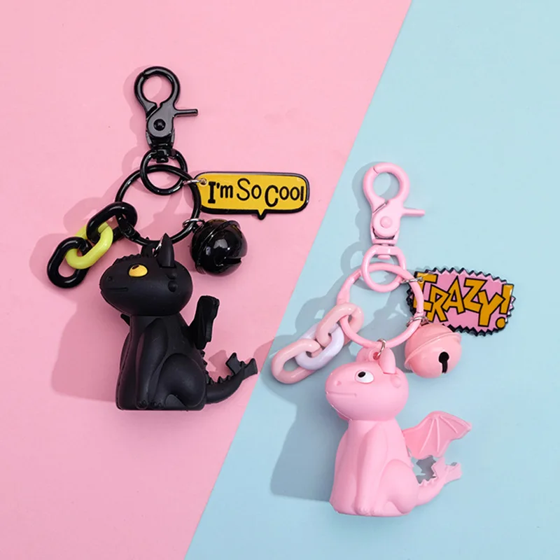 

New Creative Train Dragon Keychain Cute Cartoon Movie Ross-Border Night Brake Car Key Chain Girl Bag Pendant Keyring
