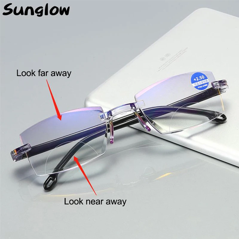 

2021 Multifocal Reading Glasses Women,Man Bifocal Presbyopia Eyeglasses,Blue Light Blocking Glasses With Diopters Plus +1.5 2.0