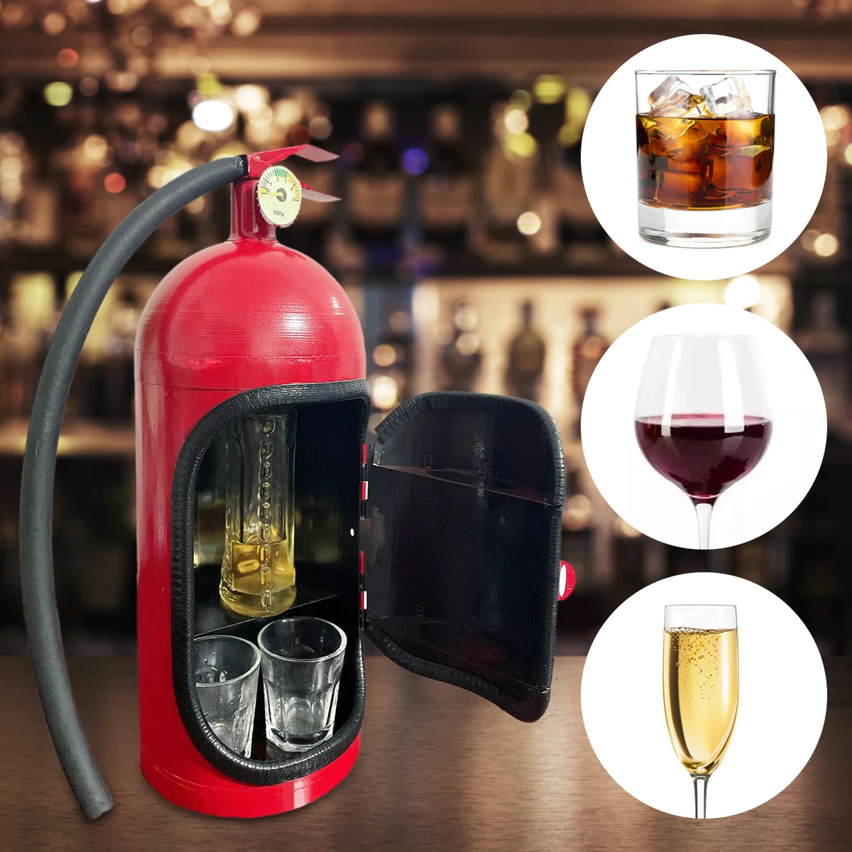 

Mini Bar Tool Fire Extinguisher Bar Novelty Wine Storage Box Fire Extinguisher Shape Wine Storage System Bar Beverage Dispenser