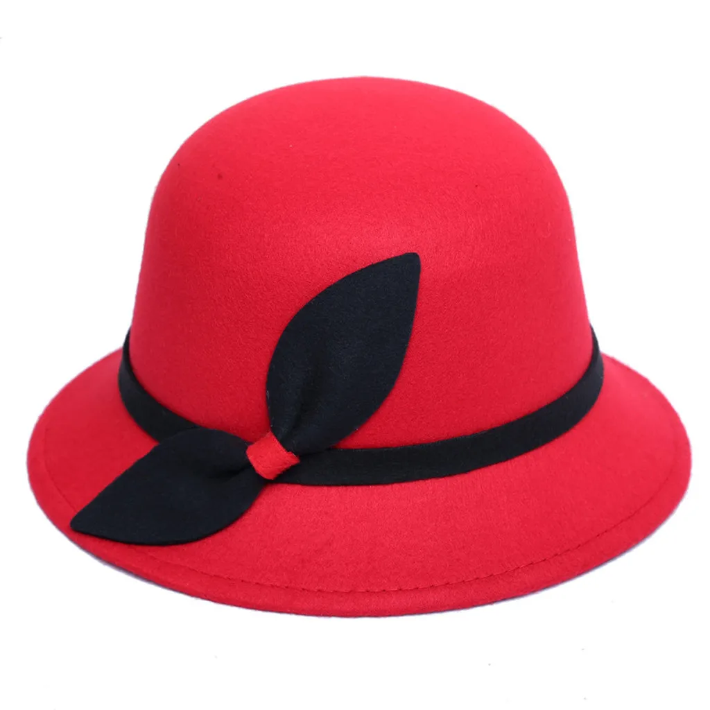 Женская шапка котелок из искусственной шерсти модная кепка с бантом осенняя и
