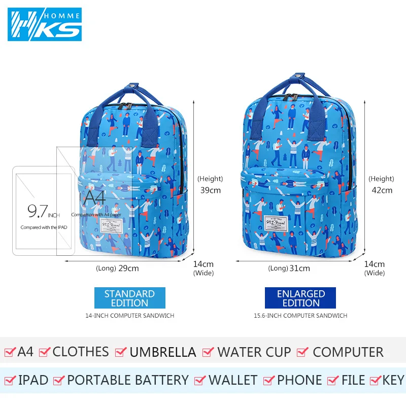 College Printing Style Waterproof Canvas Women Laptop Backpack Large Capacity Backpacks Travel bag Teenage Girls Boys Schoolbag | Багаж и