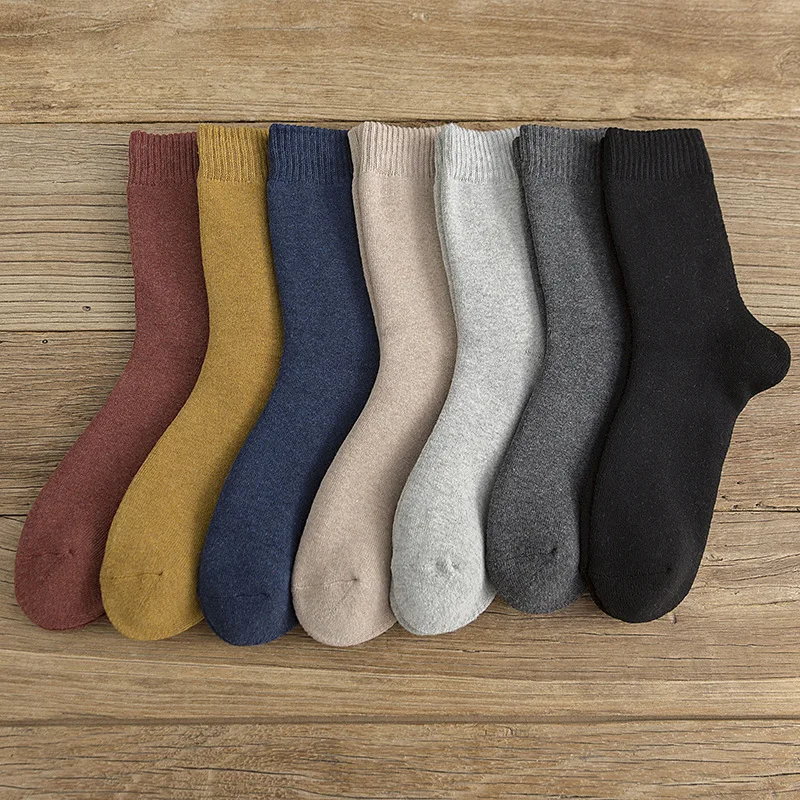 

Jeseca Fashion Men's Socks Solid Cotton Long Socks for Men Business Male Casual Autumn Winter Thick Warm Homewear Sleeping Sock