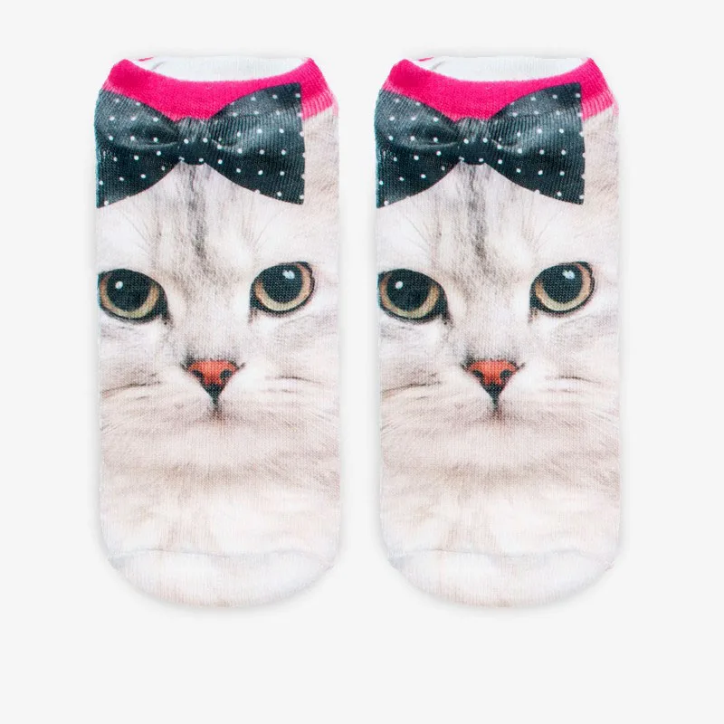 19 Модные милые женские носки с 3D принтом женские короткие носки до щиколотки Calcetines Mujer повседневные чулочно-носочные изделия 3D печать кошка парусиновая обувь Sox - Цвет: 19