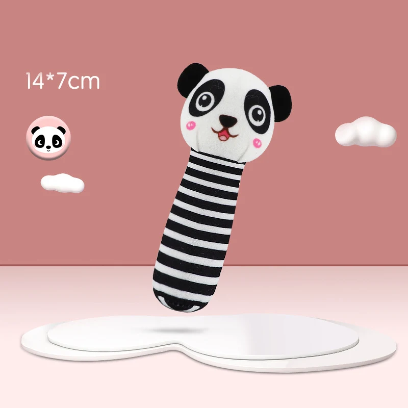 New 0-12M soft plush baby toy animal bb hand bell baby teething rattle toy washable newborn gift animal style hand bell rattle