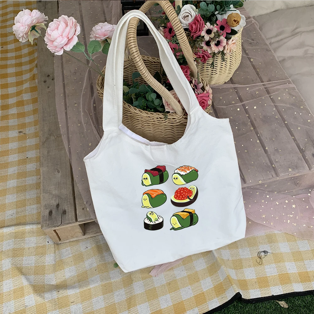 

Kawaii сумка на плечо для женщин, тканевые сумки для покупок, большая многоразовая продуктовая сумка Харадзюку, Экологичная сумка, тоут, подаро...