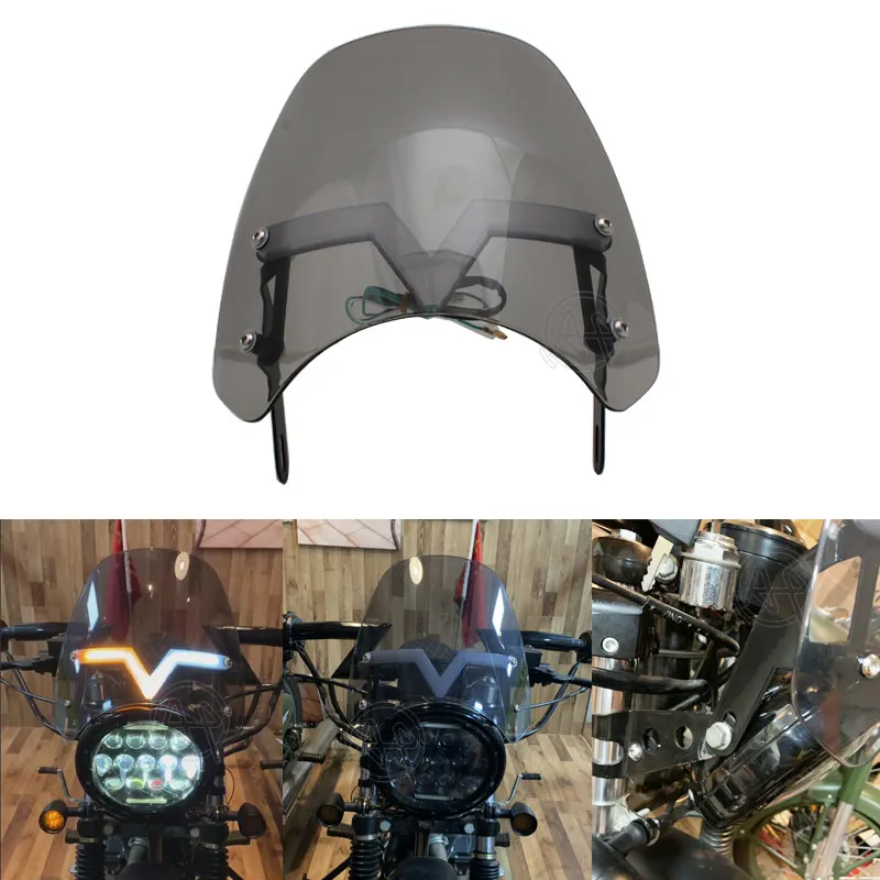 1 компл. Мотоциклетная фара светодиодсветодиодный Сигналы поворота ветровая защита ветрового стекла для Ducati Scrambler 2015-2018 SUZUKI GSF 600N 1200N