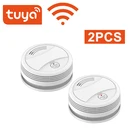 Датчик дыма Tuya, Wi-Fi датчик дыма, 85 дБ, 2 шт., с приложением Smart Life