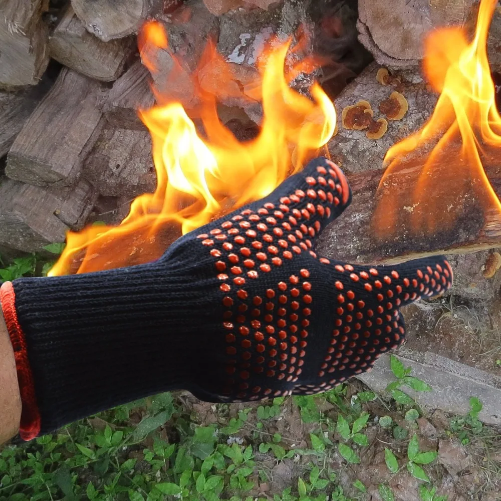 

High temperature Resistant 800 BBQ Fire Gloves Flame Retardant Non-slip Fireproof Grill Insulation Microwave Oven Gloves