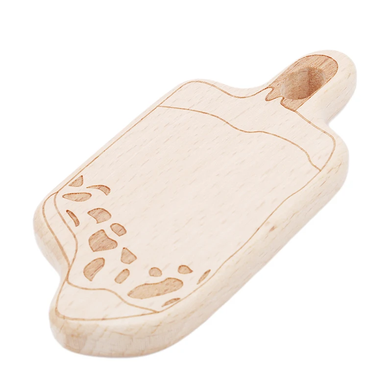 Baby Teeth Unfinished DIY Wooden Charms Organic Nursing Infant Popsicles Design Teether Pendant | Мать и ребенок