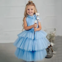 yipeisha sky blue flower girls dresses for wedding little girls pageant dress tiered skirt toddler cupcake first communion gown
