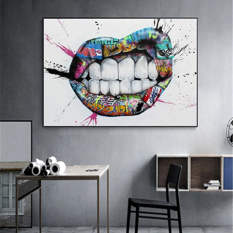 

Inspiration Lips Graffitti Art Canvas Posters And Prints Street Kiss Art Canvas Paintings Wall Art Pictures For Living Room Wall