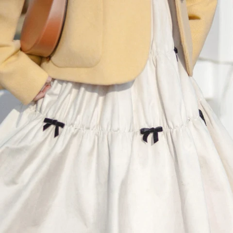 Юбка женская бархатная длинная, мягкая свободная Милая юбка абрикосового цвета с бантом в японском стиле