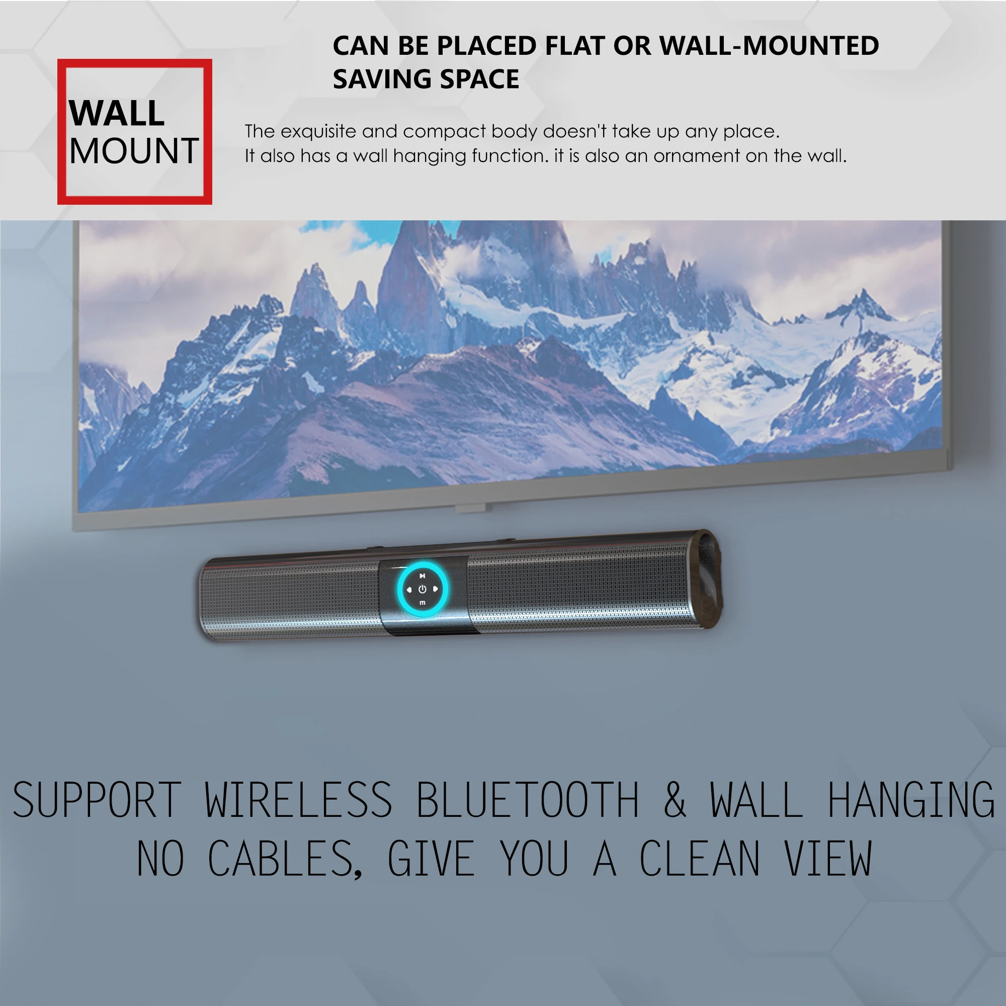 

Rsionch Strip Soundbar Speaker Wall Mounted TV Sound System Bluetooth Speaker Led Colorful Music Player Sound Bar Remote Control