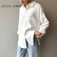 jocoo jolee women spring summer casual basic minimalist blouses loose buttons pocket turn down collar solid t shirts tops