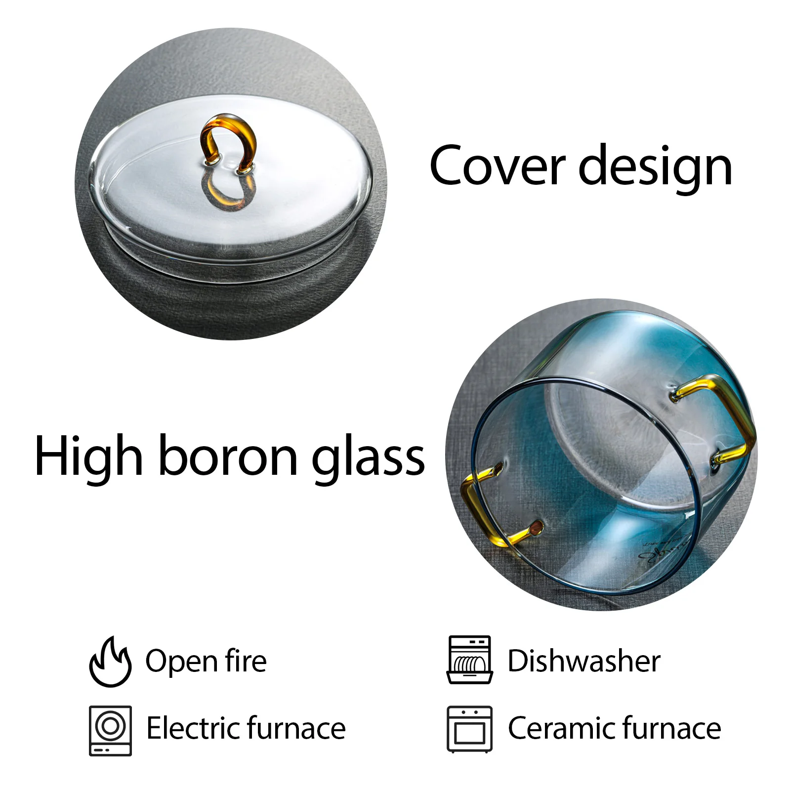 

900ml Mini Baby Milk Glass Bowl Heat-resistant Casserole Glass Pot With Lid Instant Noodles Soup Pot Household Cooking Tools