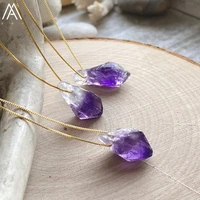 natural amethysts quartz stone freeform tusk point beads gold tennis chains adjustable necklace jewelry for women dropship