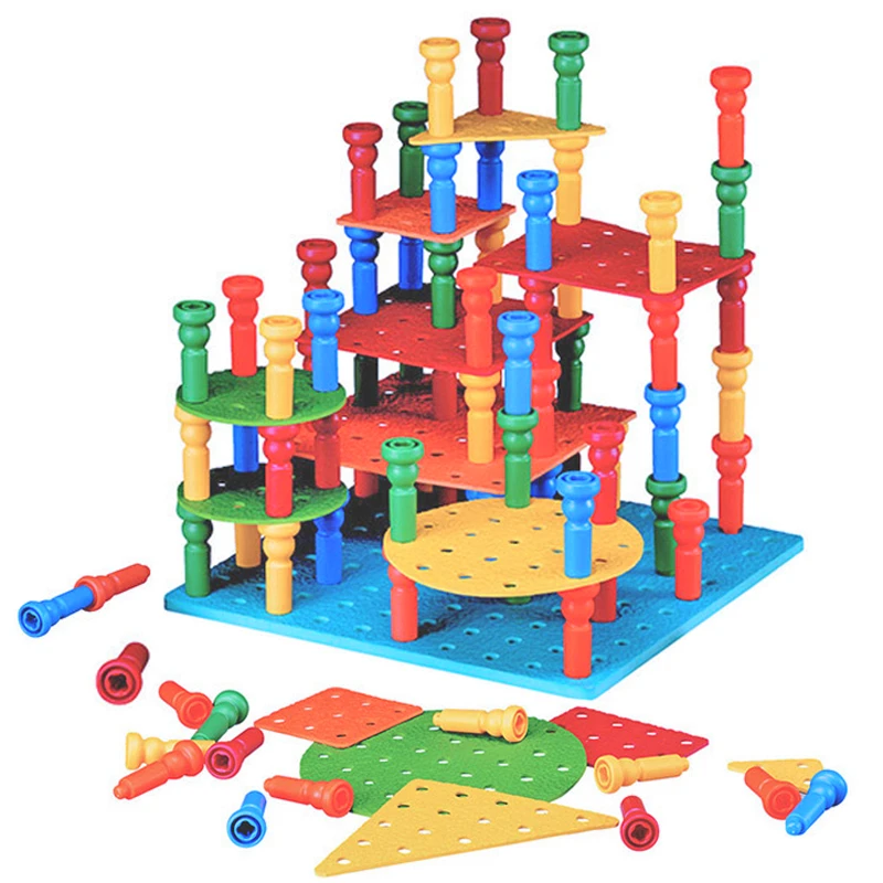 Детский конструктор Peg Board развивающие 3D Строительные блоки для детей по методу