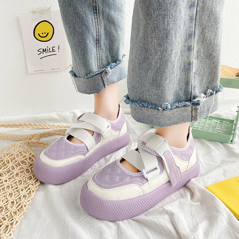 

Fashion Trend Color Matching Velcro Casual Shoes Spring And Summer New All-Match Soft Bottom Large Size 40 Women's Shoes