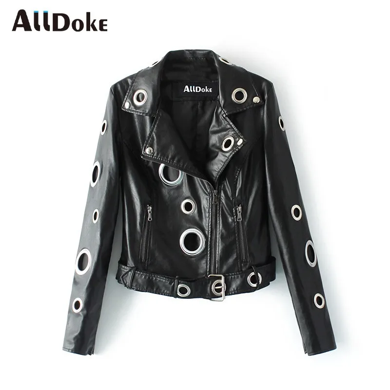 

Куртка Alldoke женская из ПУ кожи, винтажная верхняя одежда с отложным воротником и длинным рукавом, с вырезами, с поясом, 2021