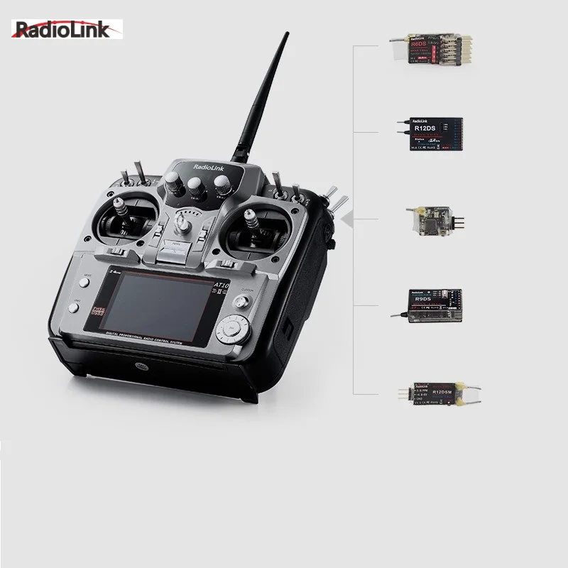 Передатчик радиоуправления RadioLink AT10 II 2 4 ГГц 10 каналов с приемником R10D PRM-01 модуль