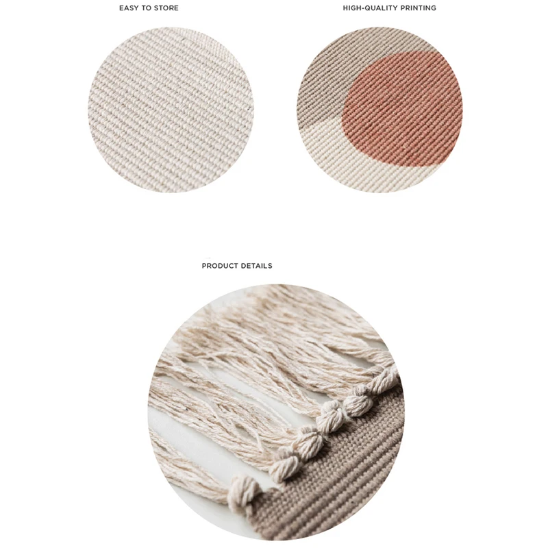 

Canvas Rug Baby Floor Mat Carpet with Tassels Floor Mats Nordic Chic Room Decor