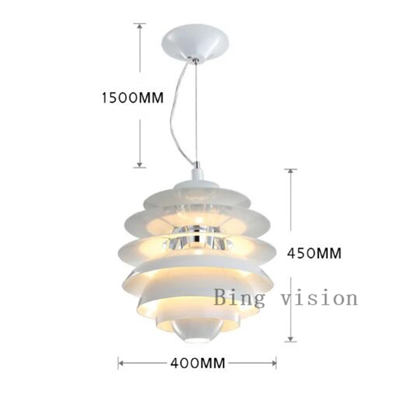 

Postmodern minimalist white aluminum single head pendant lamp Nordic creative pine cone design LED restaurant decor E27 lighting