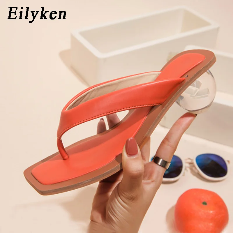 Eilyken/высококачественные женские шлепанцы из мягкой кожи Модные прозрачные